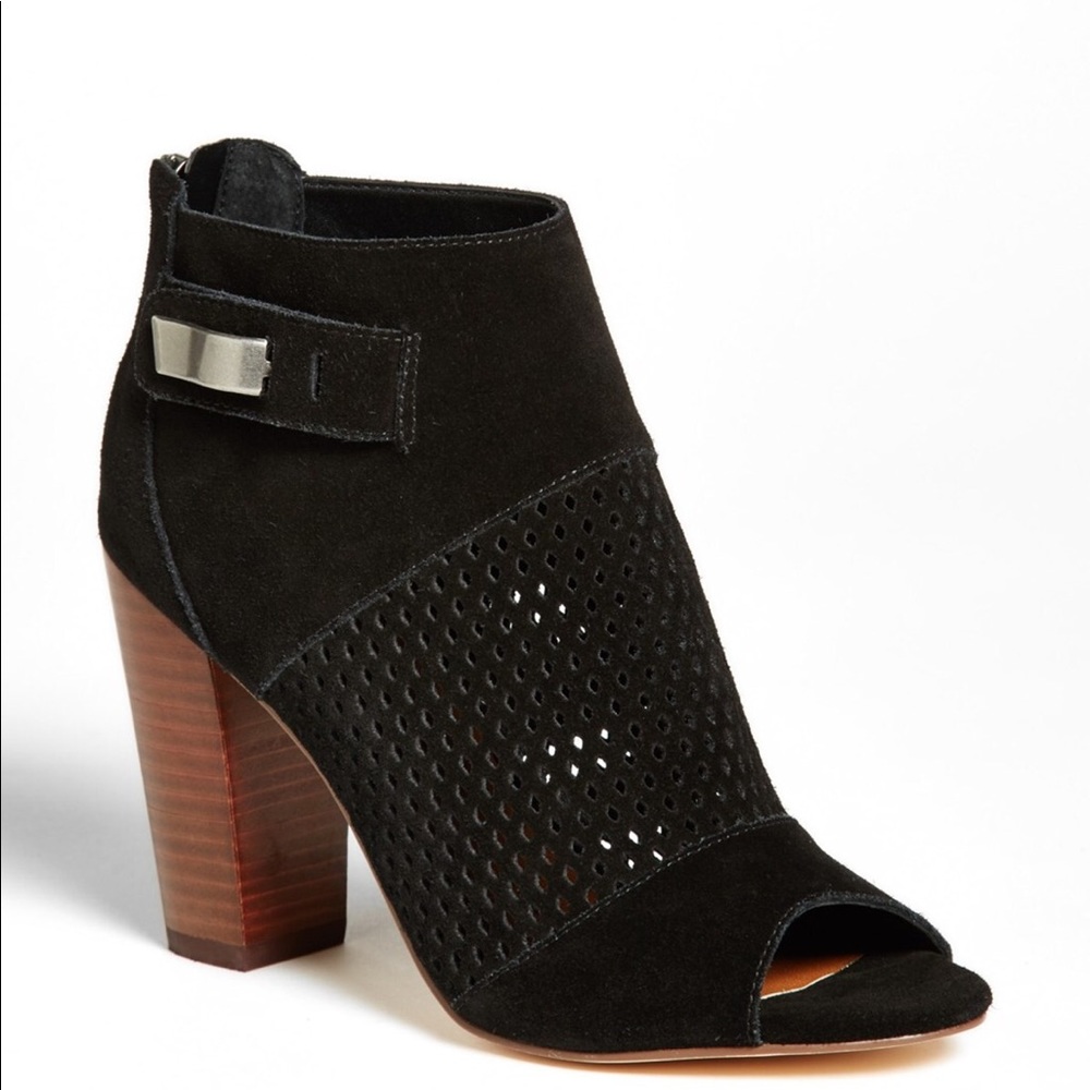Dolce Vita Black Suede Open Toe Booties